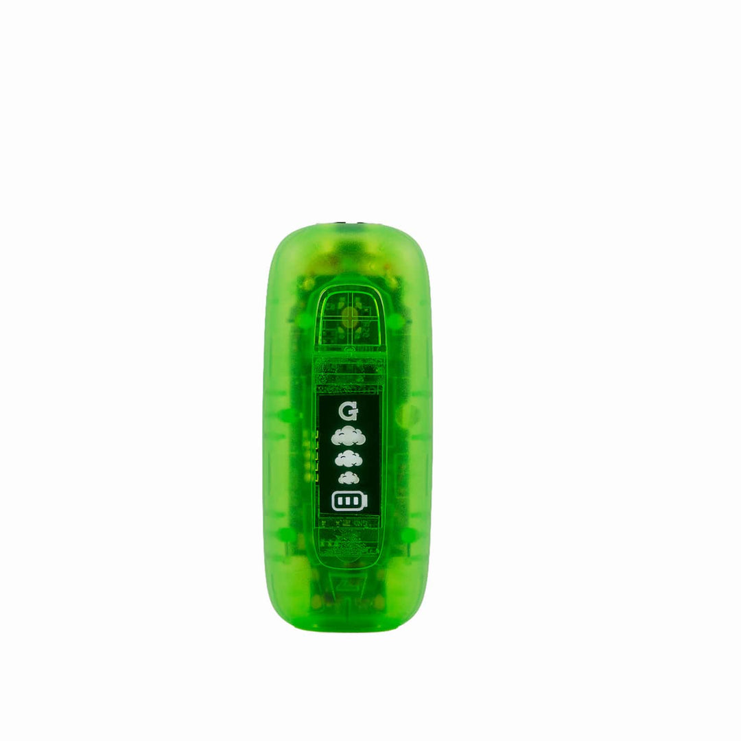 Neon green G Pen 510 Original battery front view on white background
