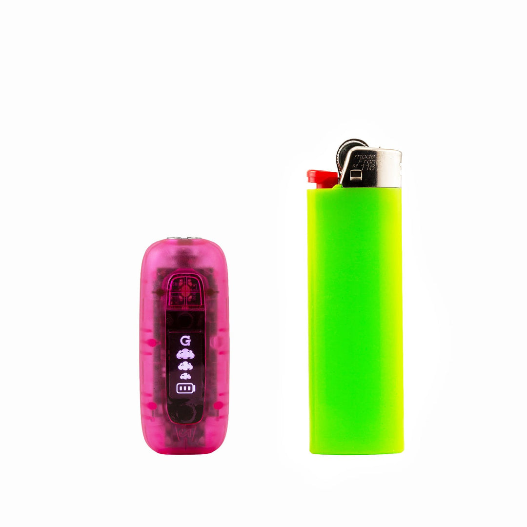 Pink translucent G Pen 510 Original showing the digital display screen