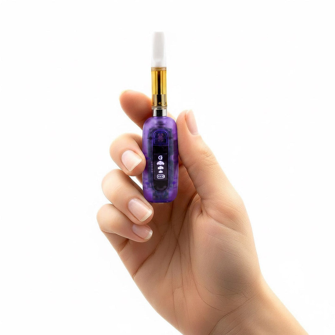 Purple translucent G Pen 510 Original shown with packaging from the Retro Collection