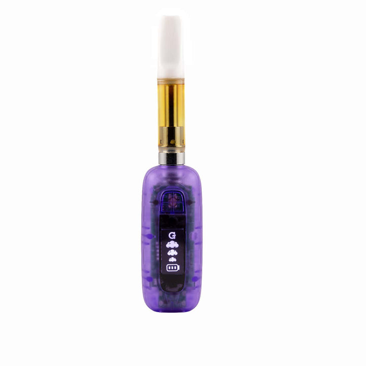 Purple G Pen 510 Original held in hand to show its compact pocket-sized scale