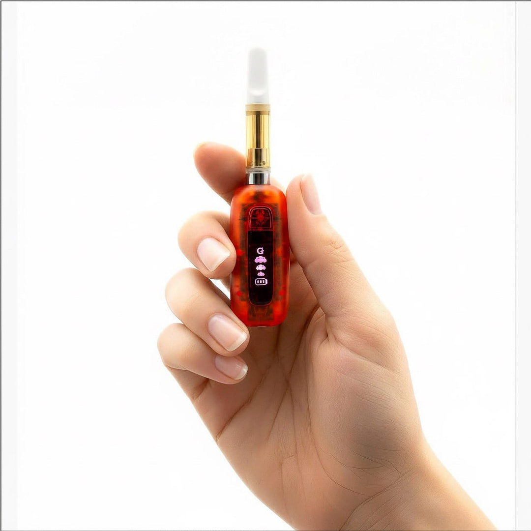 Red translucent G Pen 510 Original shown with packaging from the Retro Collection