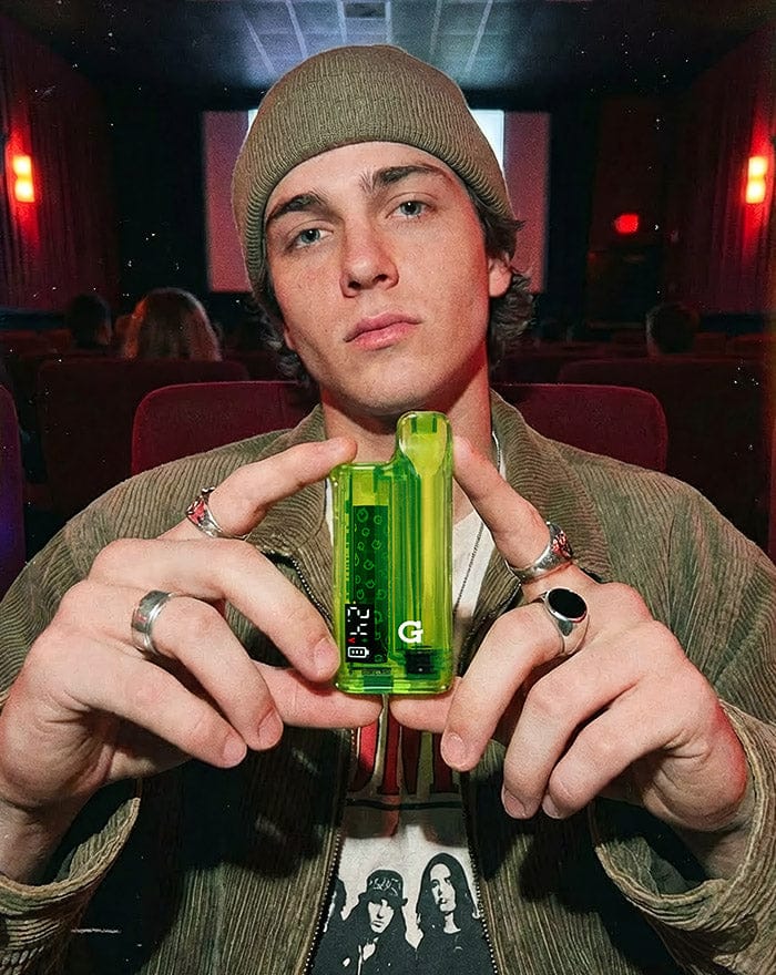 Holding the Neon Green Translucent G Pen Hydout